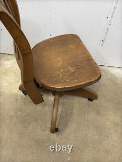 Antique vintage tiger oak office swivel chair mission quartersawn adjustable