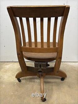 Antique vintage tiger oak office swivel chair mission quartersawn adjustable