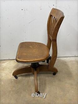 Antique vintage tiger oak office swivel chair mission quartersawn adjustable