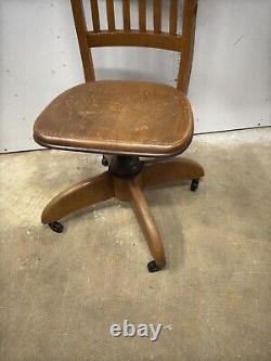 Antique vintage tiger oak office swivel chair mission quartersawn adjustable