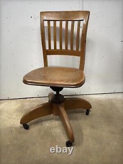 Antique vintage tiger oak office swivel chair mission quartersawn adjustable