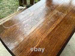 Antique vintage wood wooden Tiger Oak Barley Twist Drop Leaf Table Oval