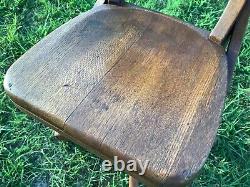 Antique vtg Oak Desk Chair Office rolling castors wood wooden
