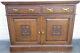 Art Nouveau Early 1900s Distressed Solid Tiger Oak Console Server Buffet 9833