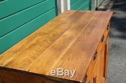 Arts Crafts Antique Golden Tiger Oak Side Board Dresser Hall Drawers Chest