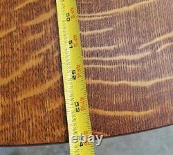 Arts & Crafts Mission Round Oak Dining Table & 3 Leaves 54 Restored