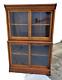 Arts & Crafts Tiger Oak Sliding Glass Door Danner Bookcase With Pull Out Counter