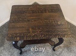 Arts & Crafts Victorian Antique Nightstand Parlor Table Quarter Sawn Tiger Oak