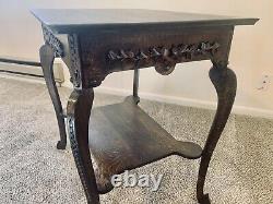 Arts & Crafts Victorian Antique Nightstand Parlor Table Quarter Sawn Tiger Oak