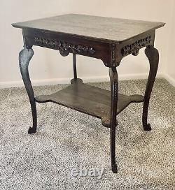 Arts & Crafts Victorian Antique Nightstand Parlor Table Quarter Sawn Tiger Oak