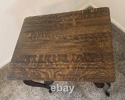 Arts & Crafts Victorian Antique Nightstand Parlor Table Quarter Sawn Tiger Oak