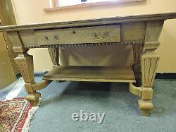 BEAUTIFUL ANTIQUE QUARTER SAWN TIGER OAK WRITING TABLE DESK SOFA With DRAWER