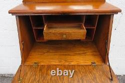 Baker and CO Early 1900s Tiger Oak Secretary Desk with Mirror 3960
