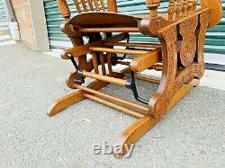 Beautiful Antique Arts & Craft Mission Style Tiger Oak Rocker Rocking Chair L@@K