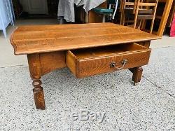 Beautiful Antique Arts & Crafts Mission Tiger Oak Coffee Table With Drawer L@@K