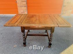 Beautiful Antique English Tiger Oak Barley Twist Expanding Dining Room Table W@W