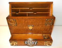 Beautiful Antique Tiger Oak Combined Stationary & Writing Box Exceptional Piece