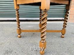 Beautiful Antique Tiger Oak Expanding Pub Barley Twist Legs Kitchen Table L@@k