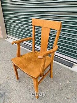 Beautiful Vintage Arts & Crafts Tiger Oak Dining Room Arm Chair