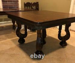 Beautiful early 1900s table. Tiger wood, solid oak