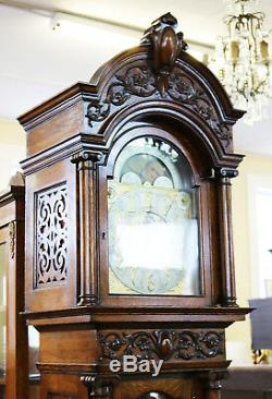 Best 9 Tube Musical Tiffany & Co Quarter Tiger Oak Grandfather Tall Case Clock