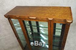 By TOTTEN Mission Tiger Oak China Display Cabinet Early 1900's Stickley Style