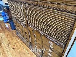 C1870 HUGE Vintage Amberg KILLER TIGER OAK Antique Rolltop Office File Cabinet