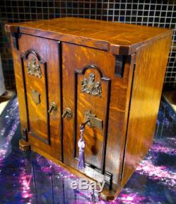 C1880 Victorian Safe Smokers CabinetTiger OakDesktop Stationary Box