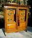 C1900 Antique English Inlaid Tiger Oak Smokers Cabinetdesktop Cabinet20by 16
