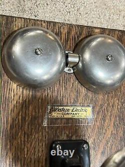 C1900 Antique Western Electric Quartersawn Tiger Oak Wood Wall Phone RINGS