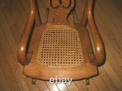 Child's Antique Caned Tiger Oak Rocking Chair