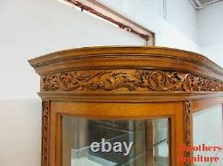 Custom Antique Tiger Oak Curved Glass Curio Cabinet Display Hutch China