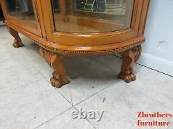 Custom Antique Tiger Oak Curved Glass Curio Cabinet Display Hutch China