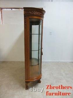 Custom Antique Tiger Oak Curved Glass Curio Cabinet Display Hutch China