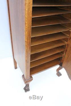 Darling Chippendale Tiger Oak Sheet Music Cabinet Filing Display Stand, 19th C