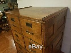 Double-wide c. 1900 Yawman & Erbe 6-Drawer Tiger Oak Stack File Cabinet XLNT COND