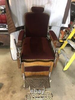 Early 1900's Tiger Oak KOKEN Barber Chair Oak Barber Chair Barbershop