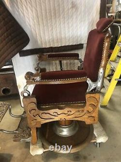 Early 1900's Tiger Oak KOKEN Barber Chair Oak Barber Chair Barbershop