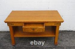 Early 1900s Carved Tiger Oak Two Tiers Console library Table 5316