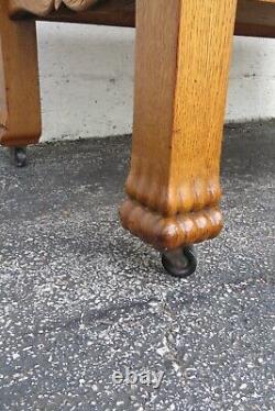 Early 1900s Carved Tiger Oak Two Tiers Console library Table 5316