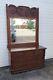 Early 1900s Tiger Oak Large Dresser Bathroom Vanity Cabinet With Mirror 5499