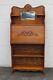 Early 1900s Tiger Oak Shelving Bookcase With Secretary Desk 5224