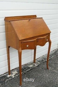 Early 1900s Victorian Small Tiger Oak Secretary Desk 3442
