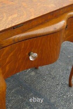 Early 1900s Victorian Small Tiger Oak Secretary Desk 3442