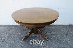 Early 1900s Victorian Tiger Oak Round Dinette Dining Table 5541