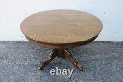 Early 1900s Victorian Tiger Oak Round Dinette Dining Table 5541