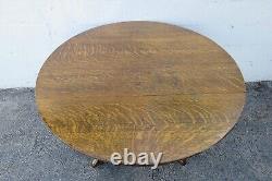 Early 1900s Victorian Tiger Oak Round Dinette Dining Table 5541