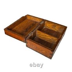 Early 20th C. Antique Tiger Oak Dovetail Wood Box withLock