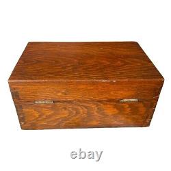 Early 20th C. Antique Tiger Oak Dovetail Wood Box withLock