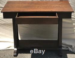 Early 20th C. Arts & Crafts Tiger Oak Library Table / Writing Desk